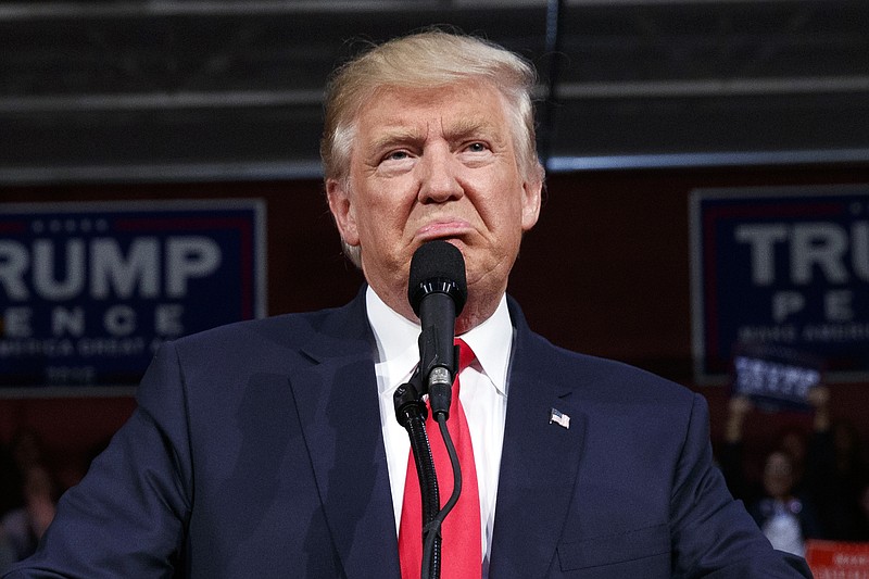 
              Republican presidential candidate Donald Trump speaks during a campaign rally, Monday, Oct. 10, 2016, in Ambridge, Pa. (AP Photo/ Evan Vucci)
            