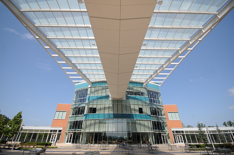 Staff file Photo by Tim Barber/ The BlueCross BlueShield complex features a modern architectural campus atop Cameron Hill in downtown Chattanooga.