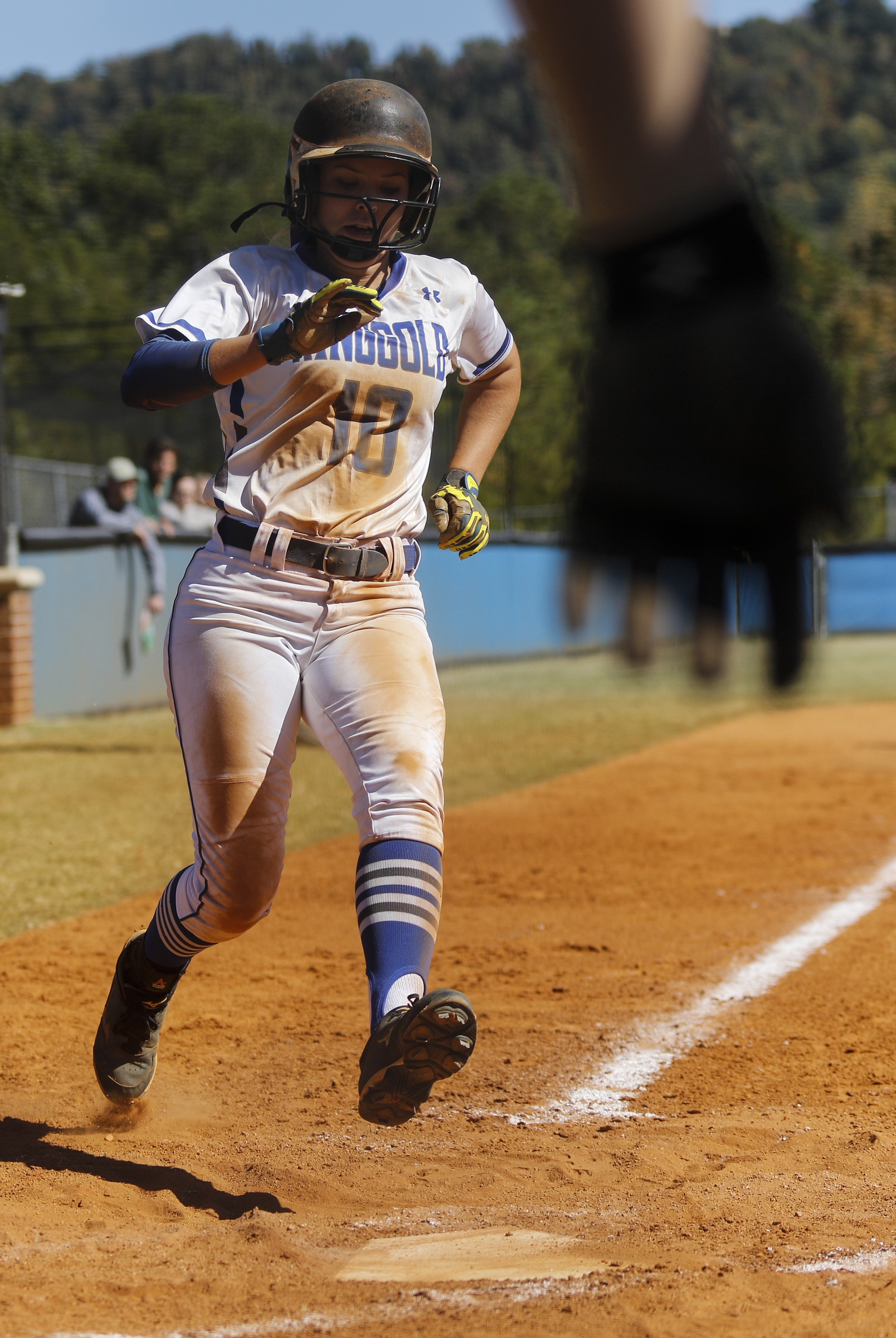 Ringgold runner Karoline Sholl crosses home plate during Ringgold's GHSA Class AAA softball playoff game against Jackson County at Ringgold High School on Wednesday, Oct. 12, 2016, in Ringgold, Ga.