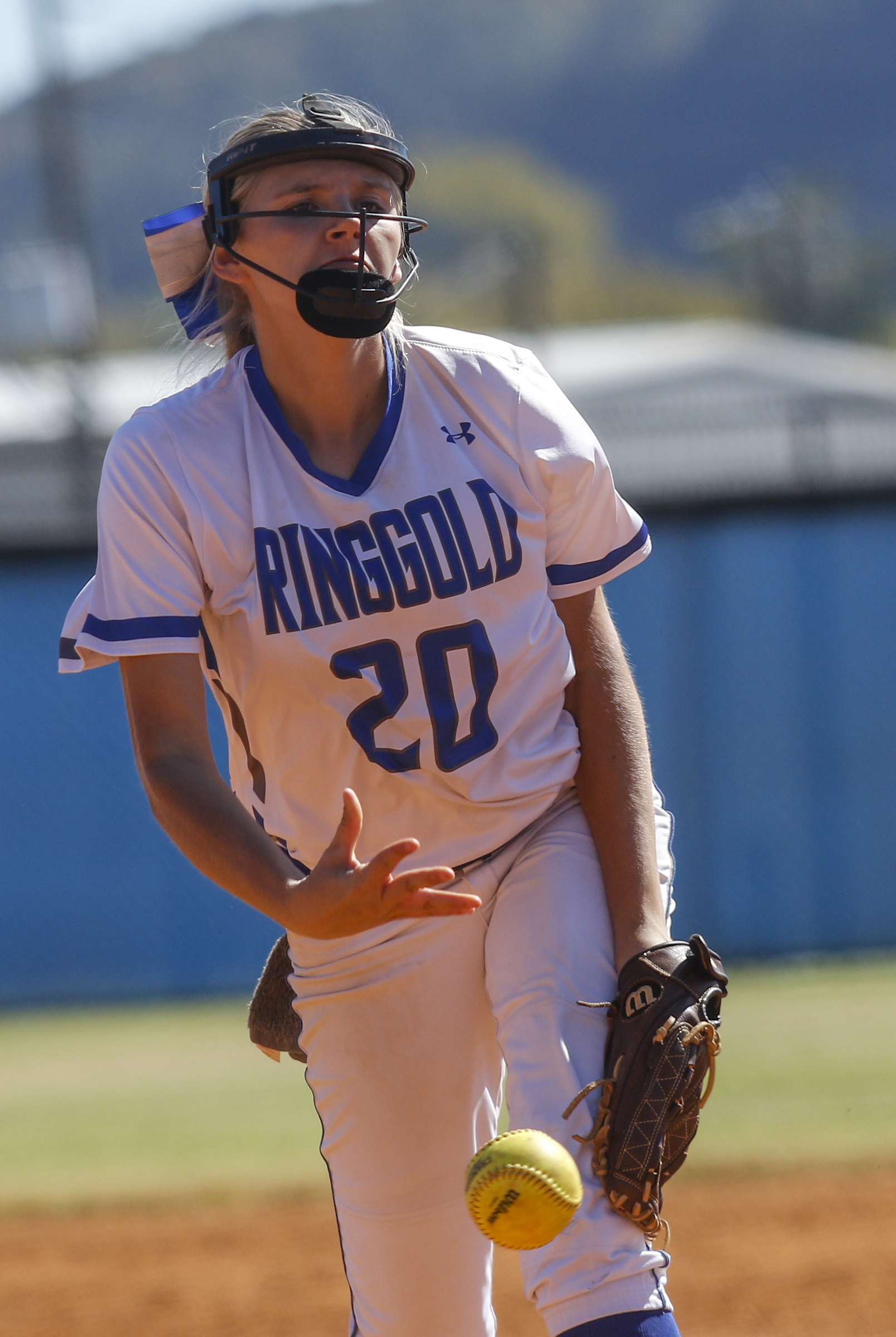 Ringgold pitcher Kaylee Phillips pitches during Ringgold's GHSA Class AAA softball playoff game against Jackson County at Ringgold High School on Wednesday, Oct. 12, 2016, in Ringgold, Ga.