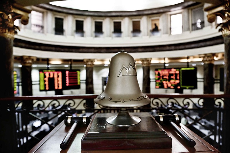 
              The opening bell rests above the floor of the stock market in Cairo, Egypt, Thursday, Oct. 13, 2016. Egypt is inching toward meeting conditions for a bailout package from the International Monetary Fund, as hard currency and some products become increasingly scarce while an escalating spat with key backer Saudi Arabia overshadows. (AP Photo/Nariman El-Mofty)
            