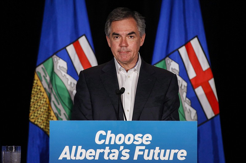 
              FILE - In this May 5, 2015 file photo, Alberta PC Party leader Jim Prentice speaks to party faithful in Calgary, Alberta, Canada.  Prentice and three others died in the crash of a small plane in southern British Columbia. A senior government official confirmed Prentice died in the crash late Thursday, Oct. 13, 2016. The official spoke on condition of anonymity ahead of a statement to be released by the family.  (Jeff McIntosh/The Canadian Press via AP)
            