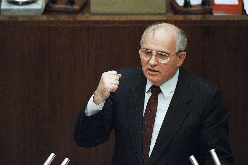 
              FILE - In this Jan. 14, 1991 file photo, Soviet President Mikhail Gorbachev says in Moscow that a local military commander ordered the use of force in the breakaway republic of Lithuania, where an assault by Soviet troops on Jan. 13, 1991 claimed 14 lives. On Monday, Oct. 17, 2016, a Lithuanian court has called on Gorbachev to testify in a mass trial related to the 1991 crackdown on the country’s independence movement. (AP Photo/Boris Yurchenko, File)
            