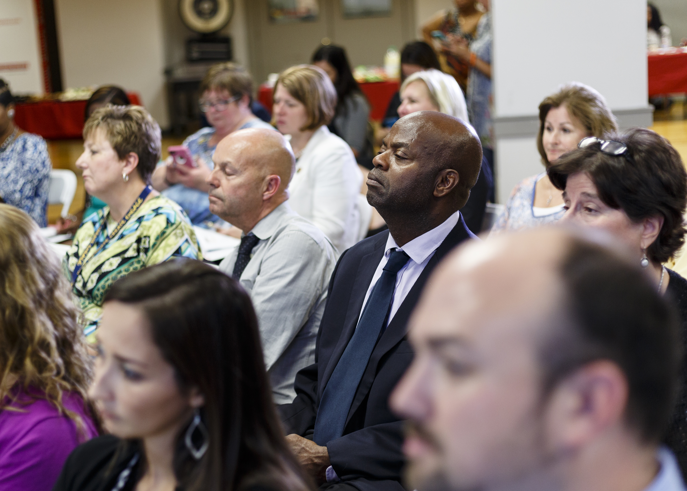 Hamilton County commissioner Warren Mackey listens with others during a forum hosted by the Times Free Press titled
