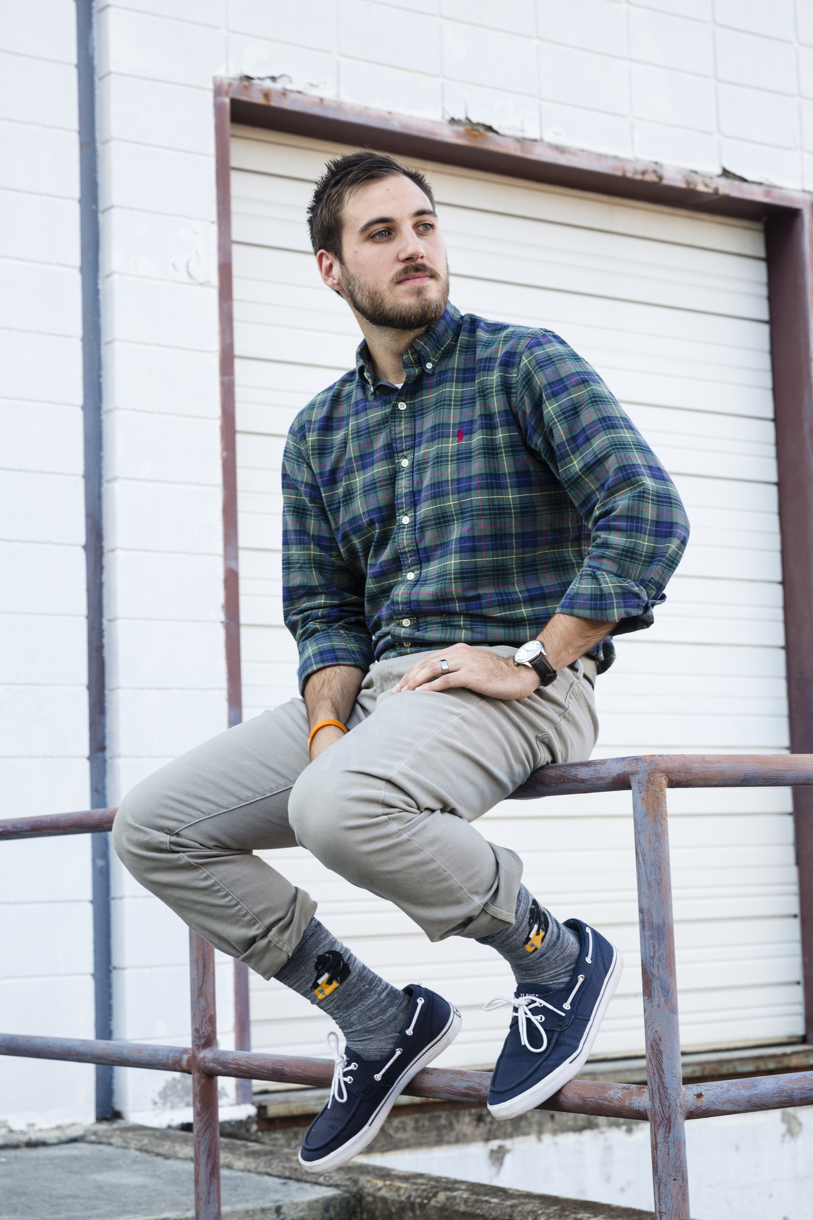 Alex Green models quirky socks on Thursday, Oct. 13, 2016, in Chattanooga, Tenn.