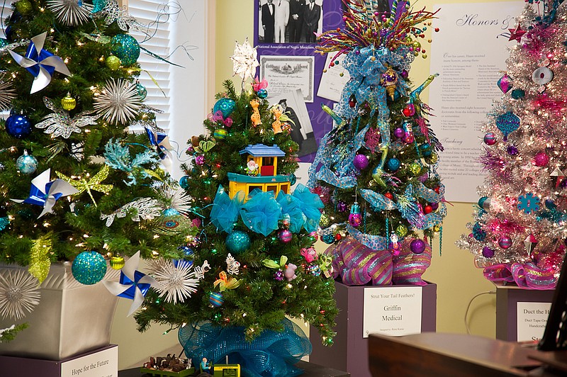 More than 60 lavishly decorated trees will be up for bids during this year's Festival of Trees and Mistletoe Market at Harris Arts Center in Calhoun, Ga. The fundraiser runs from Tuesday, Nov. 1, through Sunday, Dec. 11.