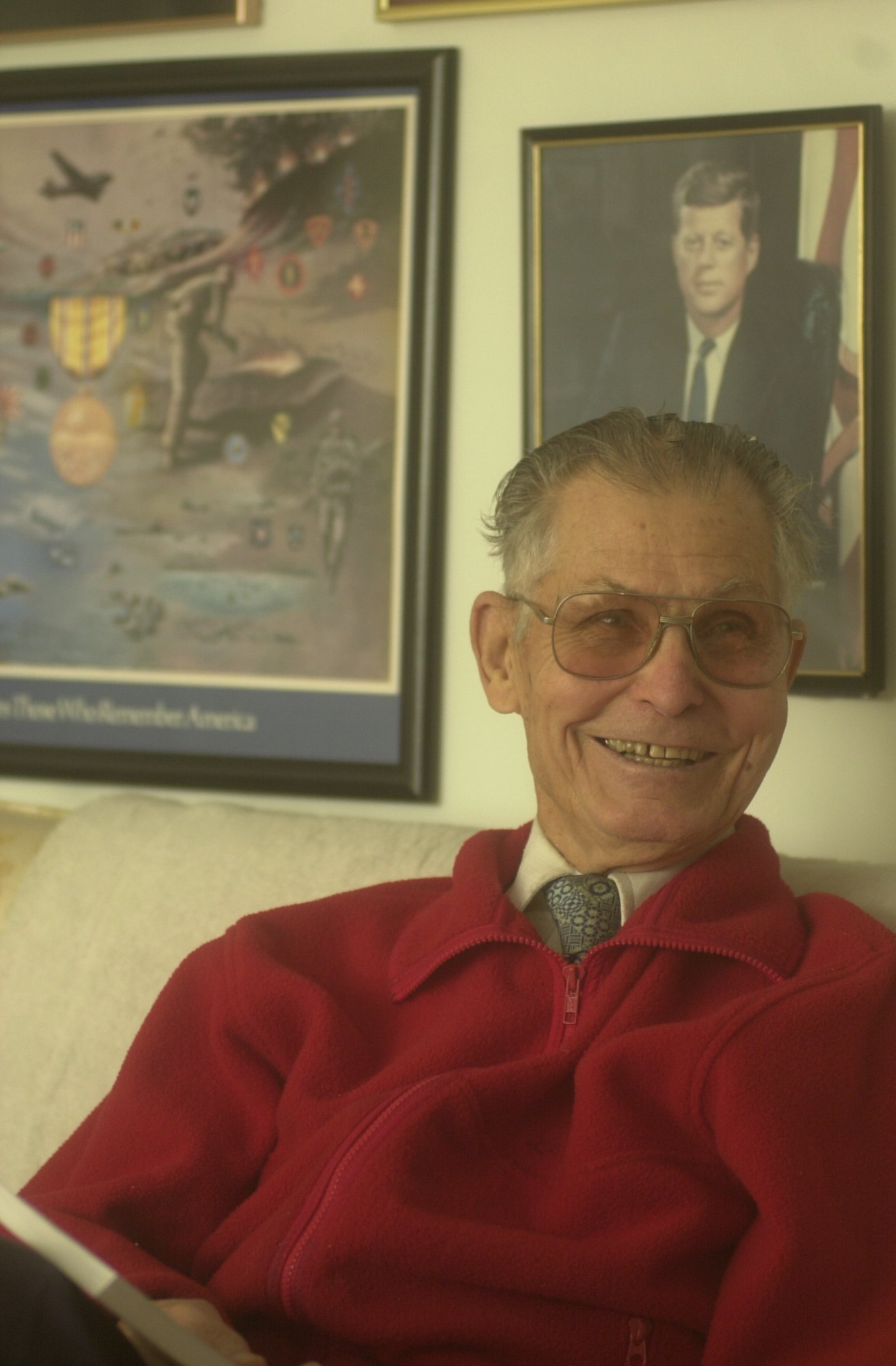 Desmond Doss, a Medal of Honor recipient, talks about his time in World War II in his Lookout Mountain home.