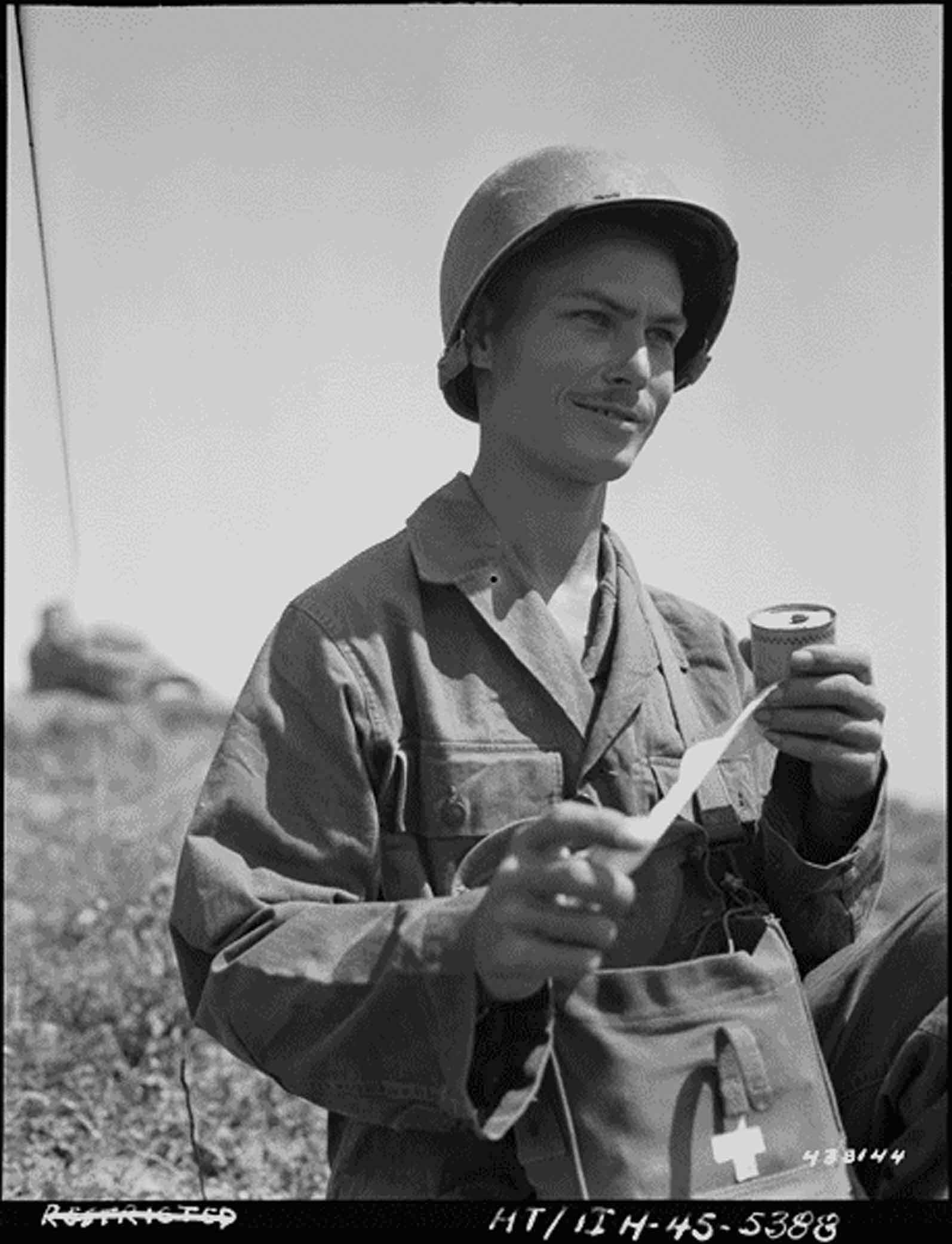 Desmond Doss in the field during World War II.