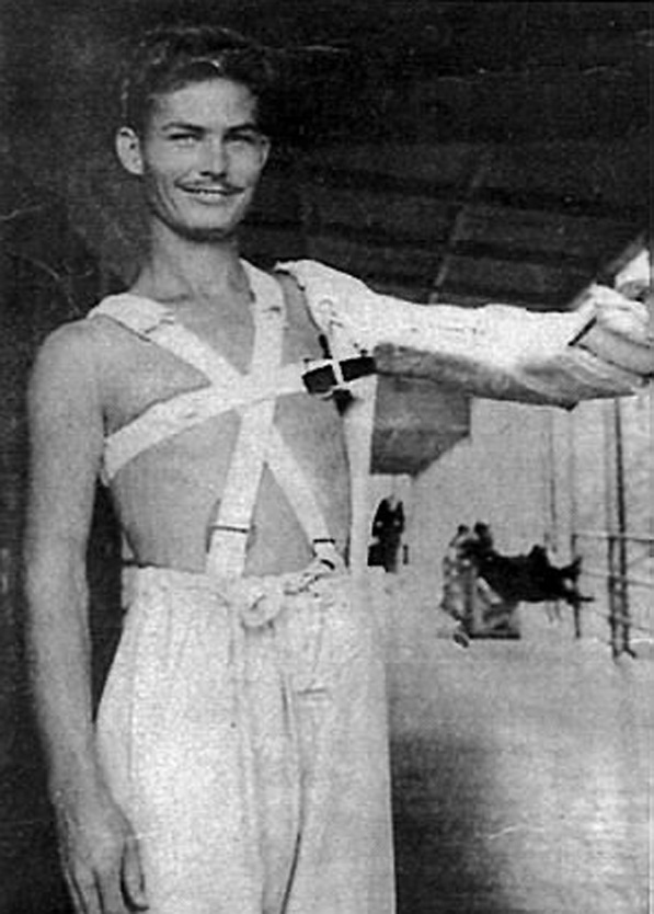 Desmond Doss recovering from wounds received during the fighting on Okinawa.