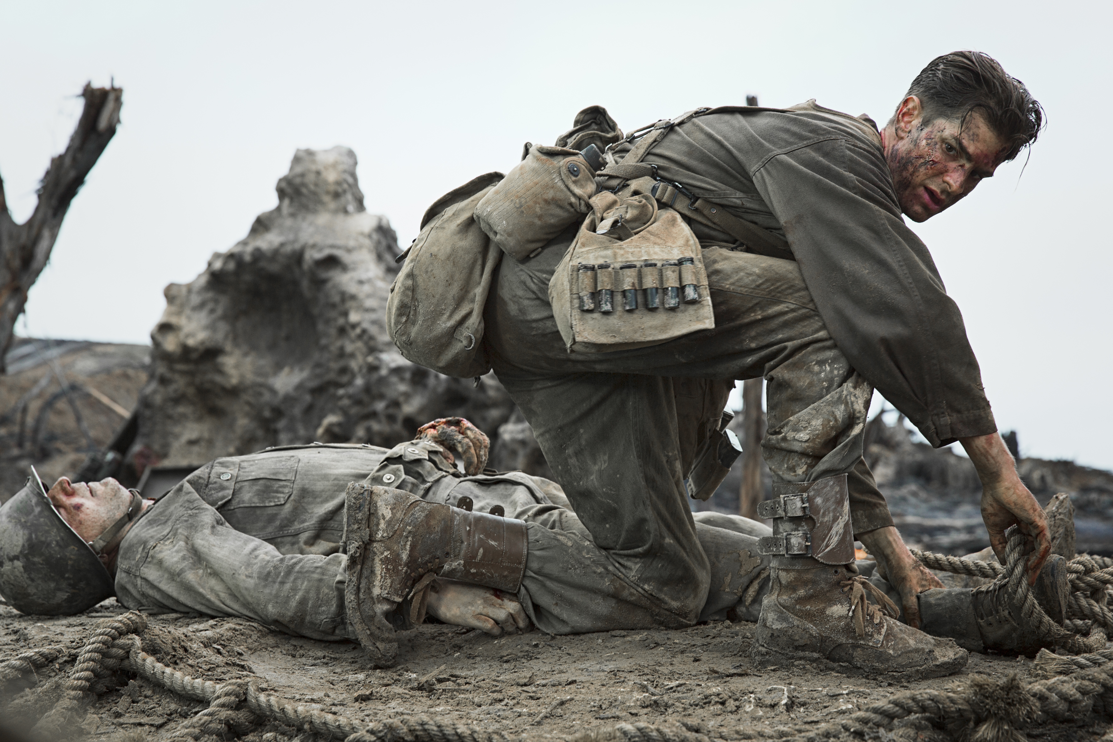 Andrew Garfield as Desmond Doss in a scene from "Hacksaw Ridge."