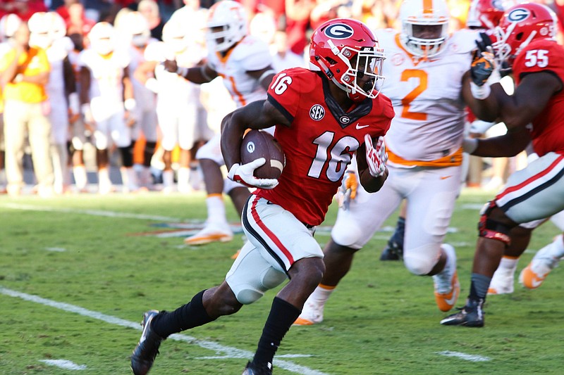 Georgia junior Isaiah McKenzie leads the Bulldogs in receiving with 30 catches for 415 yards, and he also has rushed 15 times for a 4.9-yard average.