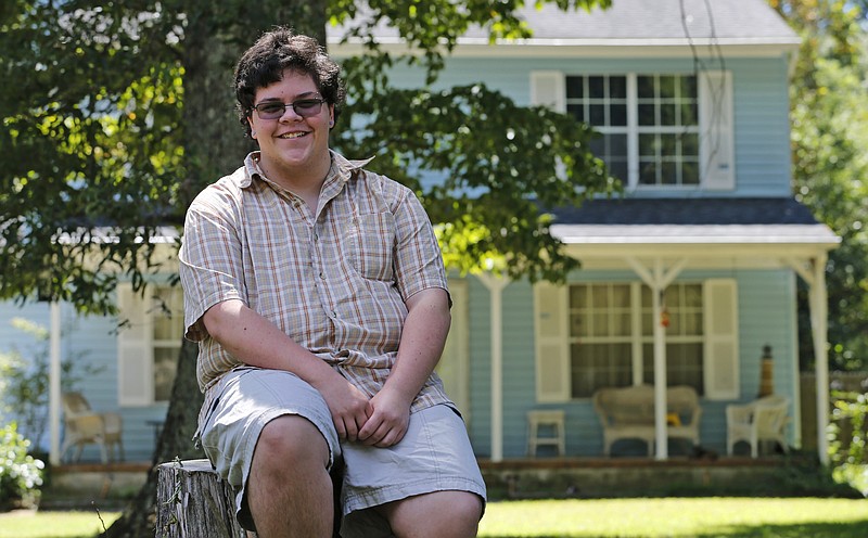 
              FILE - In this Aug. 22, 2016 file photo, transgender high school student Gavin Grimm poses in Gloucester, Va. The Supreme Court will take up transgender rights for the first time in the case of a Virginia school board that wants to prevent a transgender teenager from using the boys' bathroom at his high school.  (AP Photo/Steve Helber, File)
            