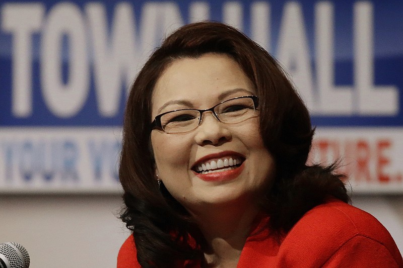 
              Democratic U.S. Rep. Tammy Duckworth, answers questions during the first televised debate with Republican U.S. Sen. Mark Kirk, in what's considered a crucial race that could determine which party controls the Senate, Thursday, Oct. 27, 2016, at the University of Illinois in Springfield, Ill. (AP Photo/Seth Perlman)
            