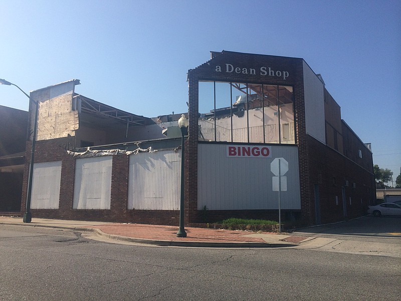 The former La Dean Shop sits caving in at the center of downtown Rossville.