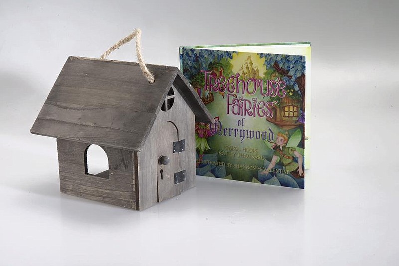The Treehouse Fairies' product line includes a "Treehouse Fairies of Merrywood" hardback book by Carol Hoops and Kathy Thaggard as well as a fairy house ready for decorating.