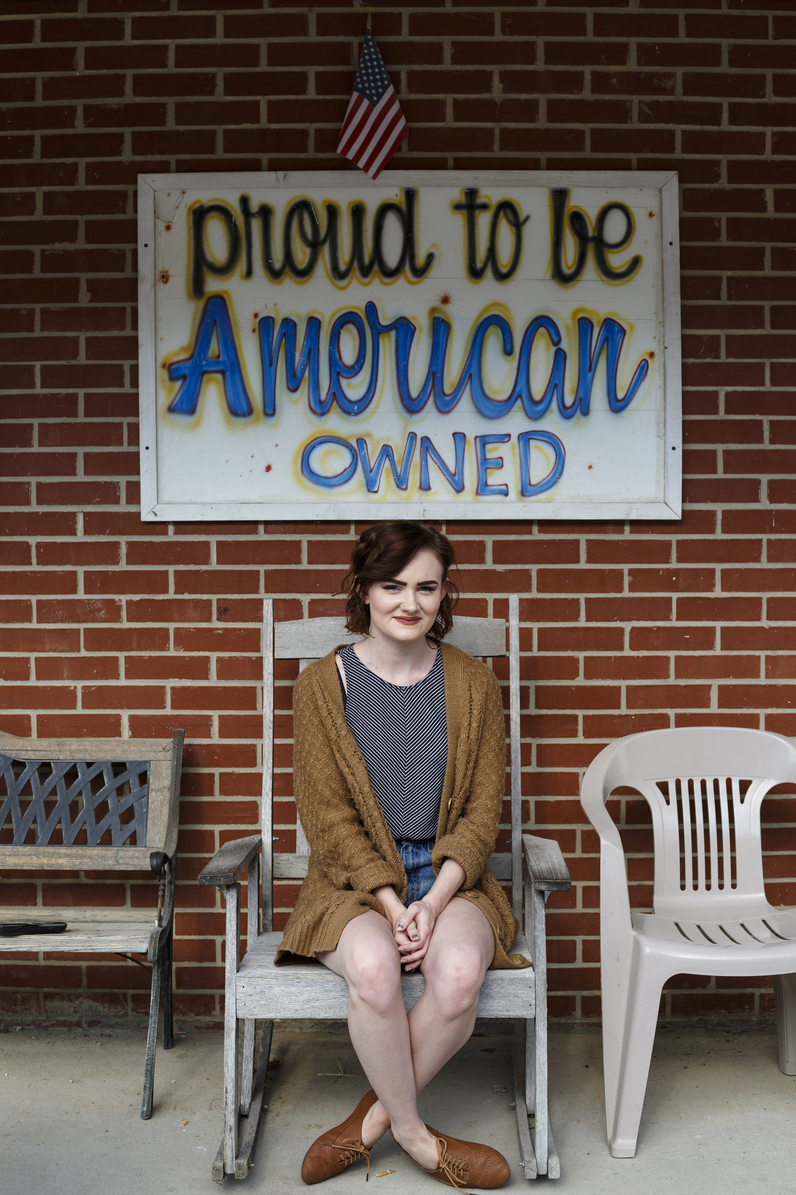 Kristen McCoy, who works at The Way Inn, a motel, gas station, and camp shop located on the route into Fall Creek Falls State Park, sits outside the store on Wednesday, Nov. 2, 2016, in Spencer, Tenn. A plan to demolish the park's existing inn and replace it with a new facility, which would take more than two years, could effect surrounding communities that depend on traffic to the park.