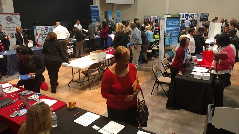 Job seekers turned out in heavy numbers at a Urban League of Greater Chattanooga job fair in 2016. / Staff file photo