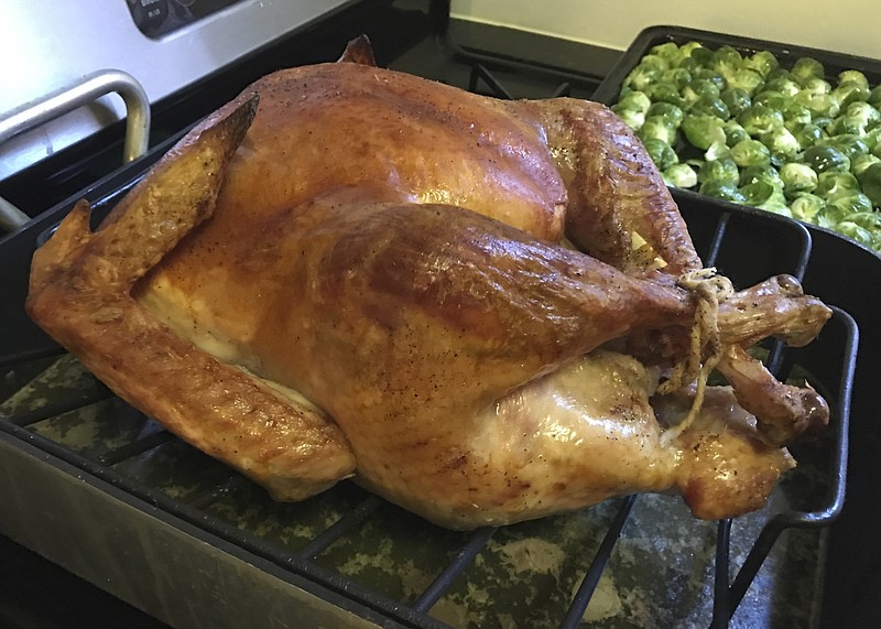 This Oct. 14, 2016, photo shows some of the food from a Thanksgiving dinner from Martha & Marley Spoon in New York. For $120, or $180 which would include an 11-15 pound free-range turkey, Martha & Marley Spoon will ship just about everything you need to cook a decadent Thanksgiving dinner for eight to 10 people. (AP Photo/Bree Fowler)