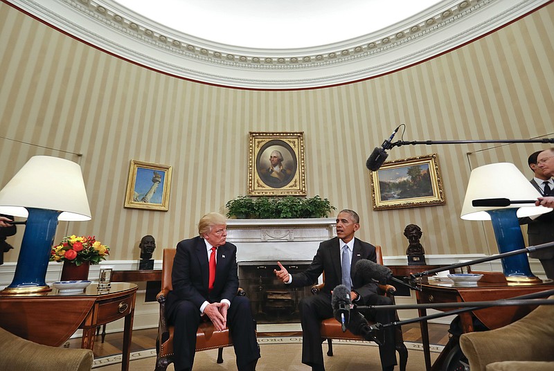 President Barack Obama meets with President-elect Donald Trump in the Oval Office of the White House in Washington on Thursday. (AP Photo/Pablo Martinez Monsivais)