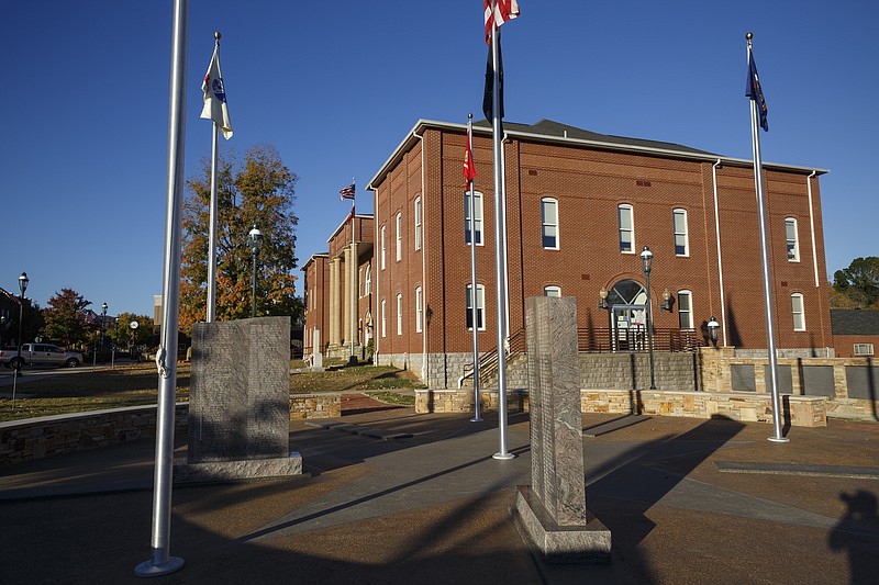Bledoe County's new veterans park is seen on the courthouse square on Friday, Nov. 4, 2016, in Pikeville, Tenn.
