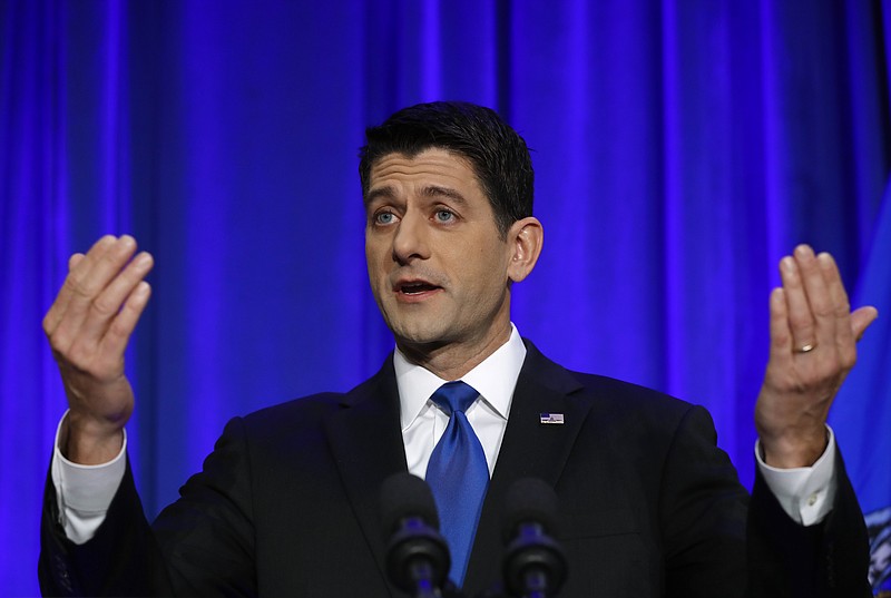 
              House Speaker Paul Ryan of Wis. speaks during a news conference in Janesville, Wis., Wednesday, Nov. 9, 2016. (AP Photo/Paul Sancya)
            
