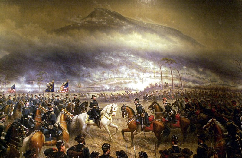 "The Battle of Lookout Mountain" was painted by English artist James Walker. Measuring 13 by 30 feet, it occupies an entire wall in the Lookout Mountain Battlefield Visitor Center. A tour led by park historian Jim Ogden on Saturday, Nov. 19, will trace Walker's steps at the base of Lookout Mountain as he prepared to paint.