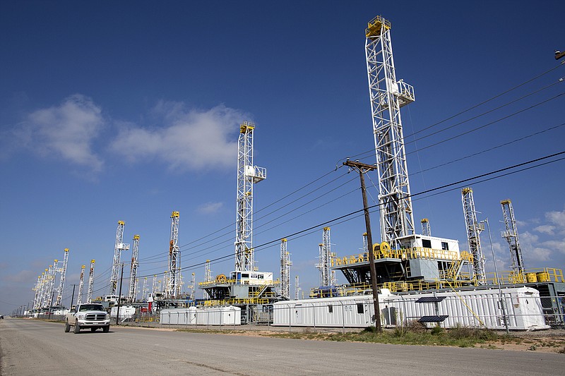 
              FILE - In this May 18, 2015, file photo, more than 30 oil drilling rigs stood idle in Odessa, Texas. Ken Medlock, director of an energy-studies program at Rice University in Houston, says an assessment Tuesday, Nov. 15, 2016 by the U.S. Geological Survey that the Wolfcamp Shale in the Midland-Odessa region could yield 20 billion barrels of oil is another sign that "the revival of the Permian Basin is going to last a couple of decades." (Courtney Sacco/Odessa American via AP, File)
            