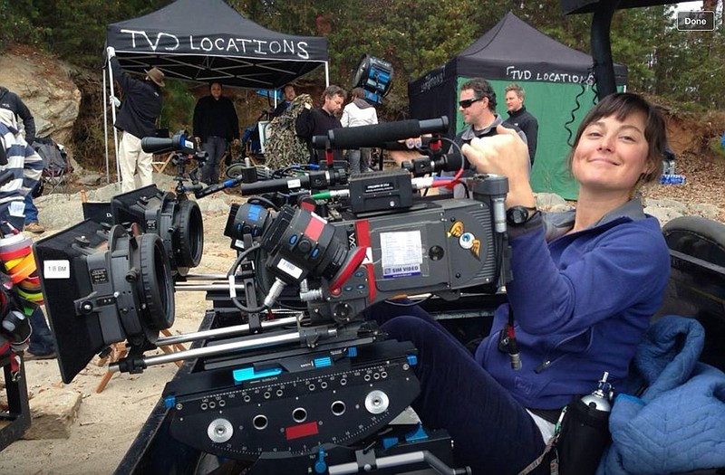 
              This undated photo released by Richard Jones shows Sarah Jones filming on location for the television series “The Vampire Diaries.” Jones was killed during a shoot on a train trestle in Georgia in February 2014, and her death has prompted broad safety discussions within the film and television industry and led her parents to advocate for better safety practices during productions. (Colin Duran via AP)
            