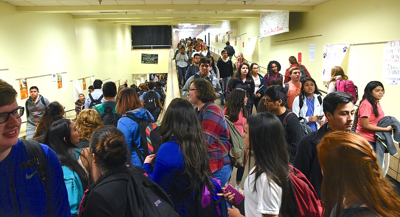 Students fill the hall between classes Wednesday, Nov. 16, 2016 at Dalton High School.