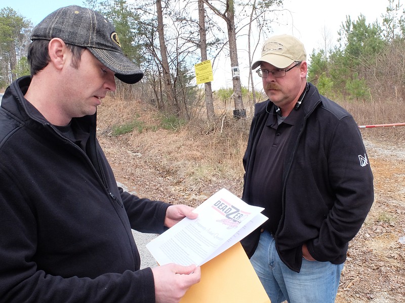 Justin Whaley, left, and his business partner Wade Batson are proposing a state-of-the-art firing range on Bakewell Mountain in Hamilton County.
