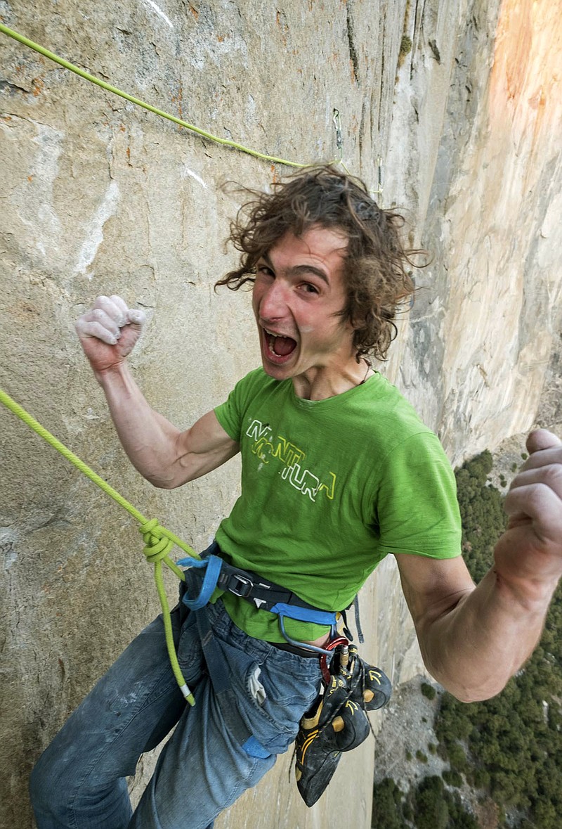 
              In this November 2016 photo courtesy of Heinz Zak and Black Diamond Equipment, Adam Ondra celebrates after finishing the most difficult pitches of his climb on the Dawn Wall of El Capitan in Yosemite National Park, Calif. Ondra, from the Czech Republic, scaled what's considered one of the world's most challenging rock walls found in Yosemite National Park, and he did it in record time. A spokesman for Black Diamond Equipment confirmed Tuesday, Nov. 22, 2016, that 23-year-old Adam Ondra completed a half-mile free-climb up the Dawn Wall on the famous El Capitan. (Heinz Zak/Courtesy of Black Diamond Equipment via AP)
            