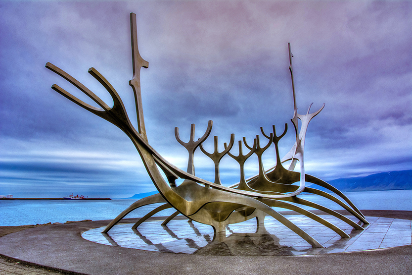 One of the most famous sculptures in Reykjavik, "The Sun Voyager" is the likeness of a Viking ship.