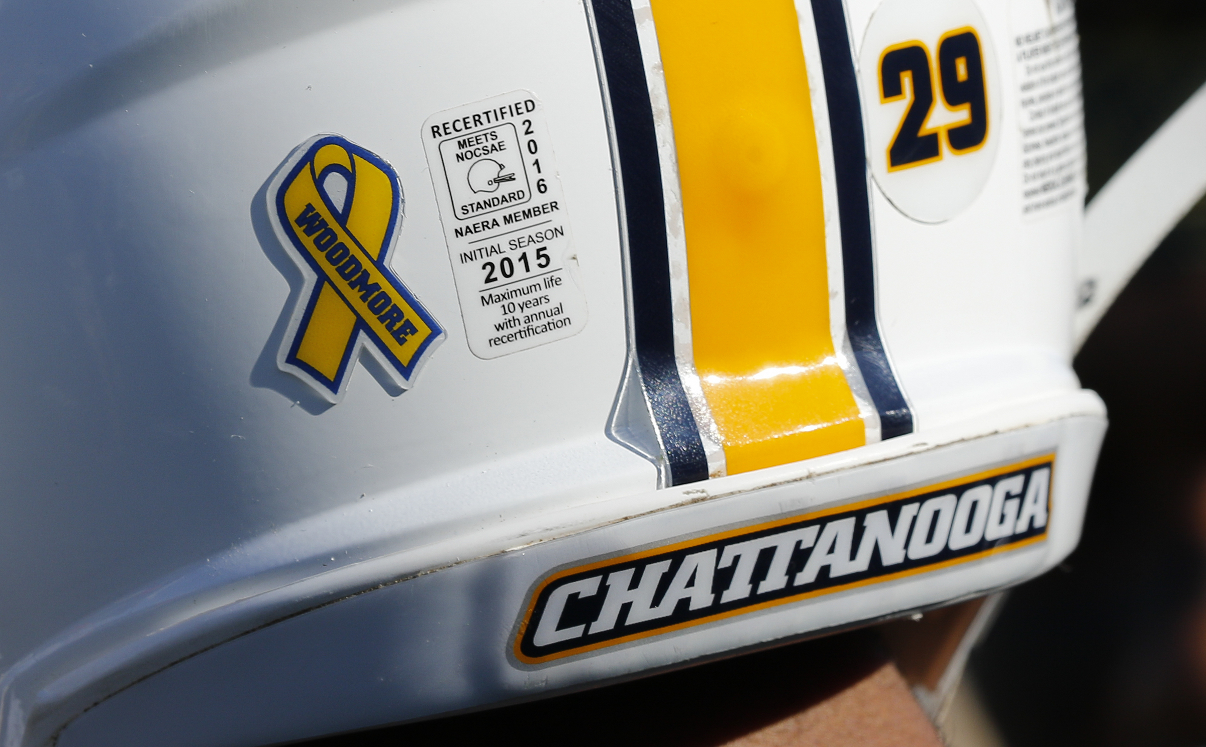 UTC defensive back Lucas Webb wears a