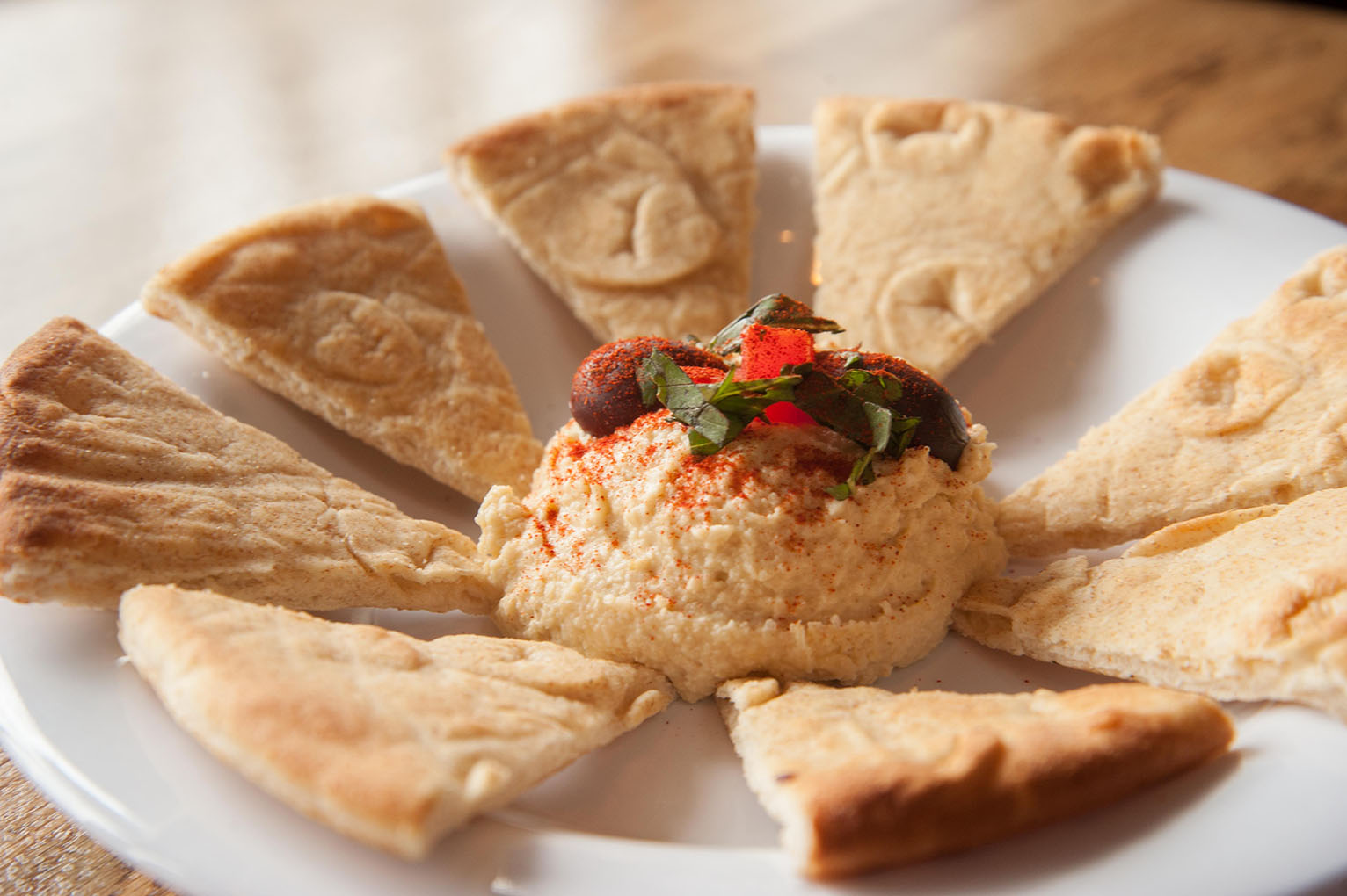 Hummus plate at Mellow Mushroom. (photo by Mark Gilliland)