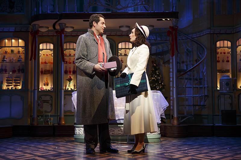 Zachary Levi, left, and Laura Benanti star in "She Loves Me," a Broadway production from Studio 54 that will be shown on the big screen in select theaters nationwide tonight, Dec. 1. Both were nominated for Tony Awards, two of the eight nods for the latest revival of the romantic musical comedy.