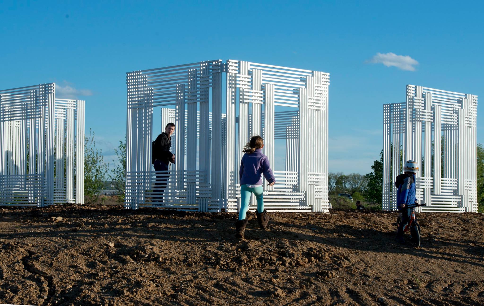 At Sculpture Fields at Montague Park, visitors can explore 32 large-scale installations, including Linda Howard's aluminum structure