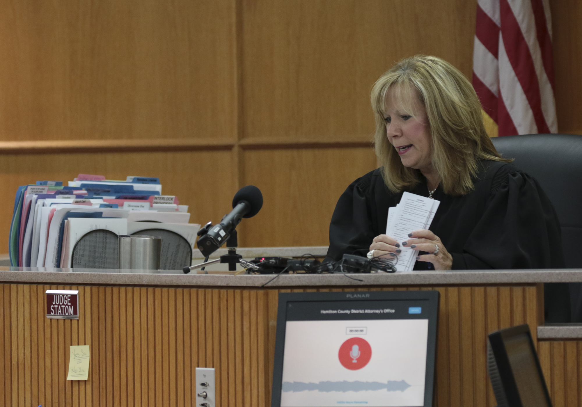 Staff Photo by Dan Henry / The Chattanooga Times Free Press- 11/29/16. Judge Lila Statom calls Johnthony Walker, the bus driver charged in the school bus crash on Talley Road that left six children dead and others injured on November 21, into her courtroom on Tuesday, November 29, 2016.
