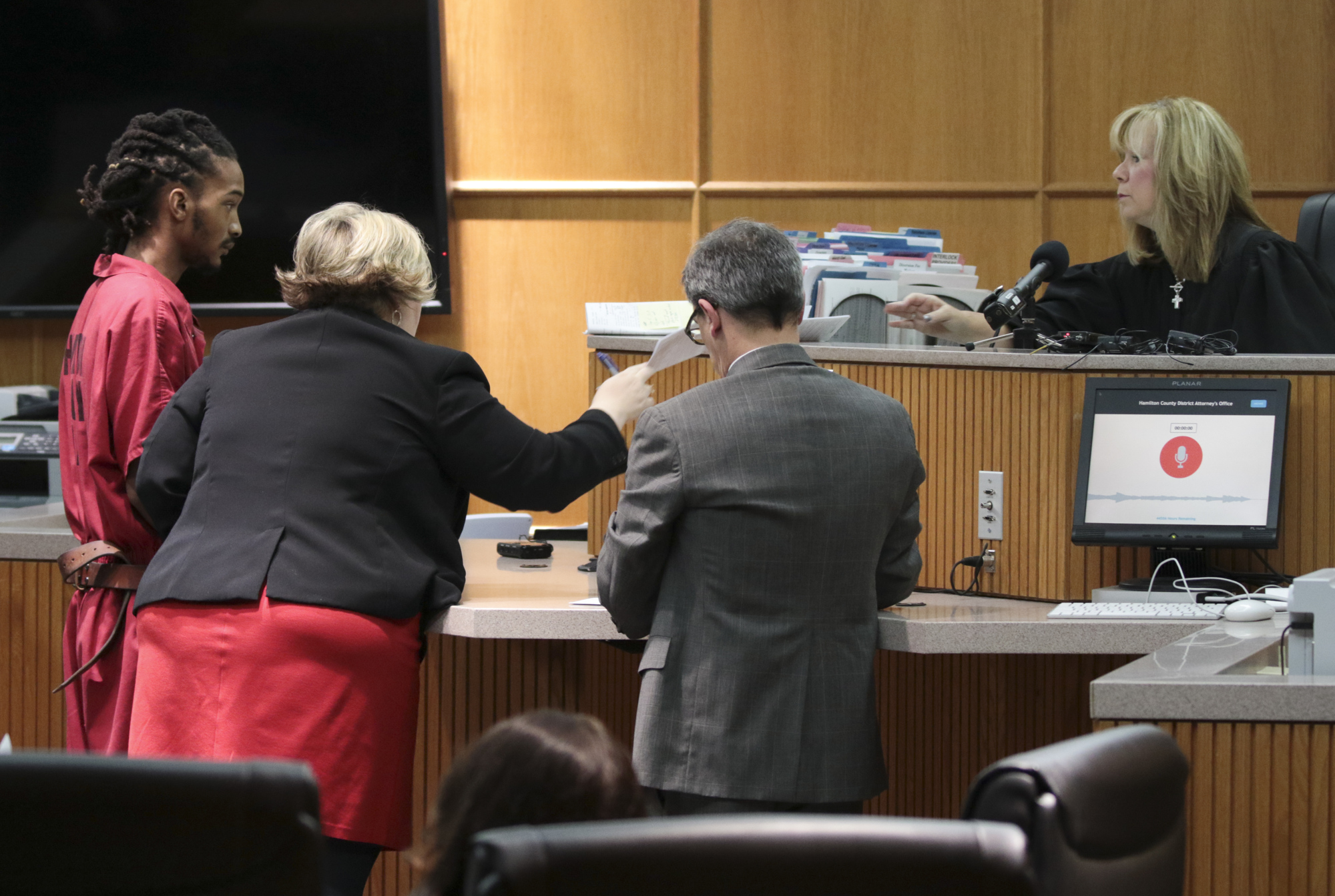 Staff Photo by Dan Henry / The Chattanooga Times Free Press- 11/29/16. Johnthony Walker, the bus driver charged in the school bus crash on Talley Road that left six children dead and others injured on November 21, makes his first appearance in Judge Lila Statom's courtroom on Tuesday, November 29, 2016.