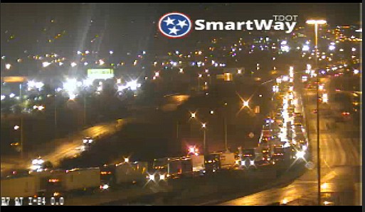 A jack-knifed tractor trailer has closed Interstate 24 westbound in Hamilton County at mile marker 178 near downtown Chattanooga.