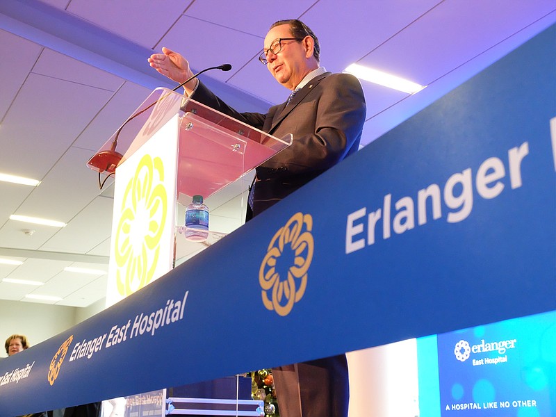 Kevin Spiegel, Erlanger Health System CEO, speaks at the opening of the new $50 million expansion at Erlanger East on Gunbarrel Road. 
