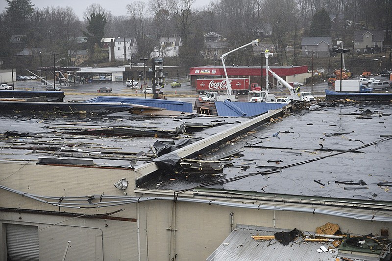 A tornado swept through Athens early Wednesday, Nov. 30, 2016 leaving debris along South White Street.