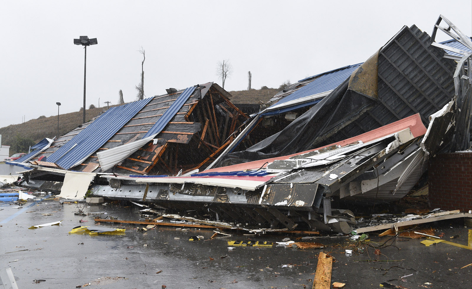 The Save-A-Lot on South White Street in Athens, Tenn., was destroyed when a tornado swept through the area early Wednesday, Nov. 30, 2016.