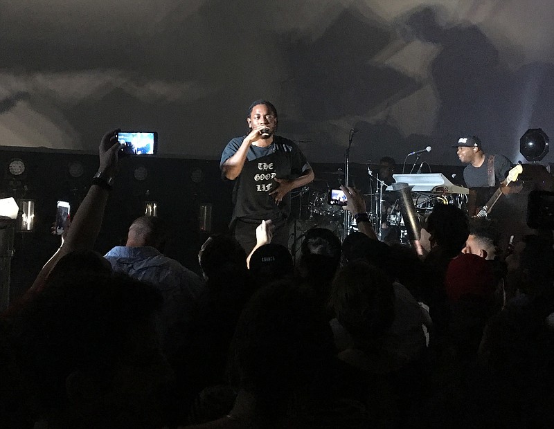
              Kendrick Lamar performs during Art Basel Miami Beach, Thursday, Dec. 1, 2016, in Miami Beach. Fla. (AP Photo/Kelli Kennedy)
            