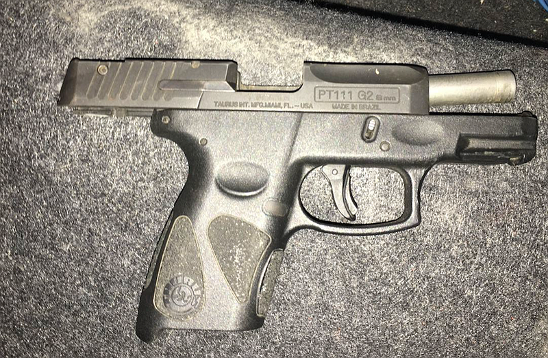 Police recovered this weapon from a vehicle after a high speed chase led to the arrest of three people, two of whom were validated gang members. 