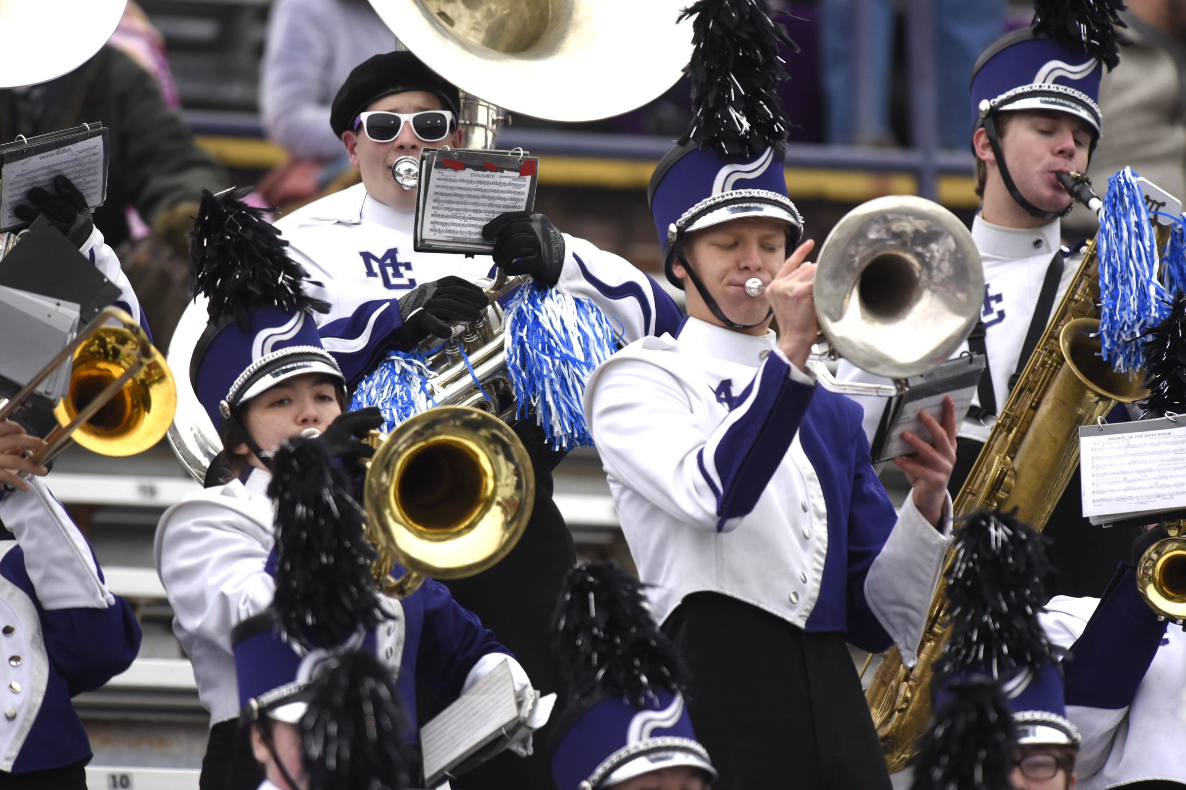 The Warrior band plays from the stands. The Marion County Warriors faced the Memphis Trezevant Bears in the Class AA TSSAA State Football Championship played in the BlueCross Bowl at Tennessee Tech in Cookeville on December 3, 2016.