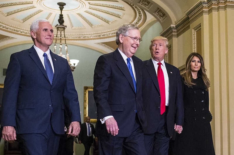 President-elect Donald Trump meets with Senate Majority Leader Mitch McConnell (R-Ky.) on Capitol Hill in Washington on Nov. 10. Congressional leaders confirmed hat seemed inevitable with the triumph of Trump: The far-reaching Trans-Pacific Partnership trade agreement is dead.