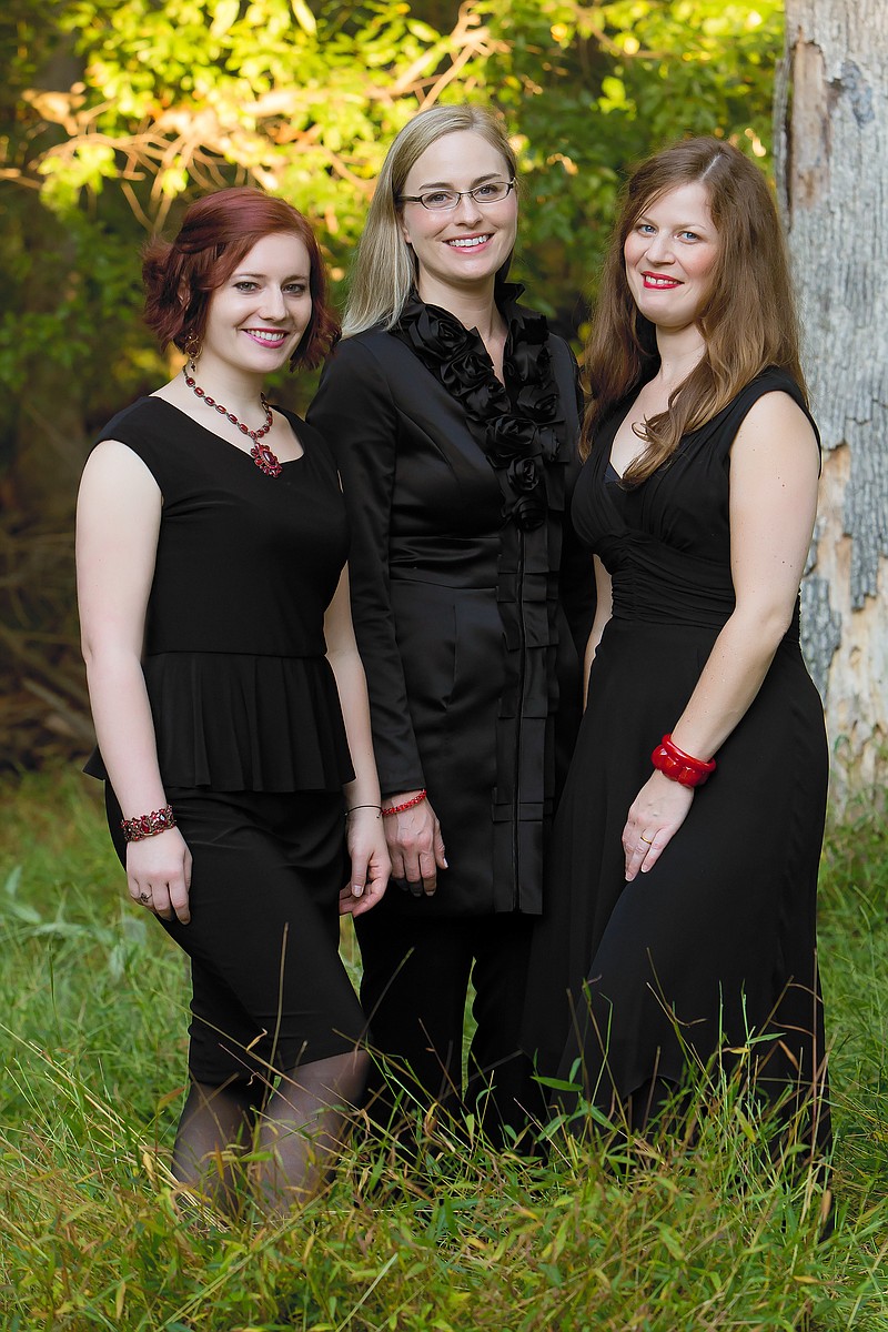 Members of Eya are, from left, soprano Crossley Hawn, mezzo-soprano Kristen Dubenion-Smith and soprano Allison Mondel.