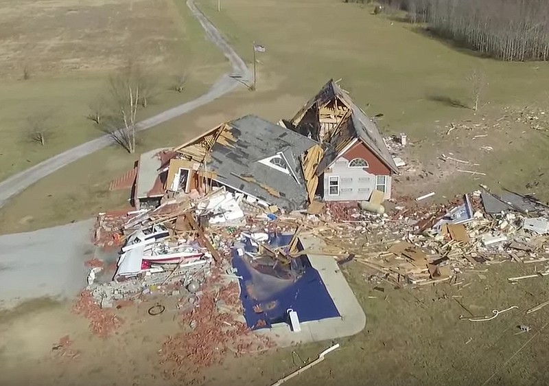 This home on Frog Hollow Road was one of the five homes destroyed in the Sequatchie Valley south of Dunlap where an EF-2 twister cut a 12-mile-long path northward across Sequatchie County. Two mobile homes also were destroyed and five other houses and mobile homes received major damage.