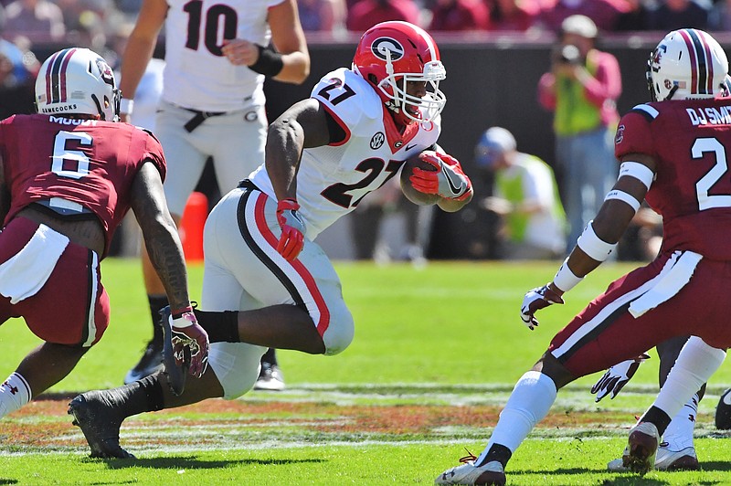 Georgia junior tailback Nick Chubb, who needs 12 yards to notch a 1,000-yard season, did not make the All-SEC first or second team as voted on by league coaches. Chubb was a first-team selection in 2014.