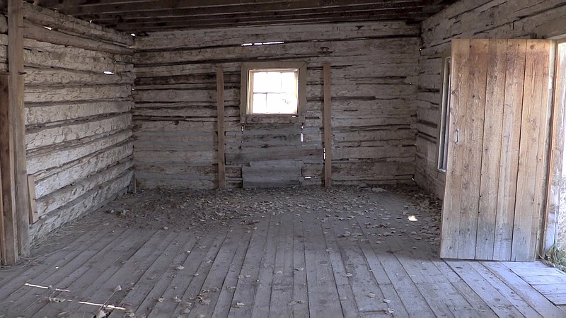 
              This undated photo, shows the interior of what is believed to be the boyhood home of outlaw Butch Cassidy, in Circleville, Utah.  State and county officials are taking steps to restore the pioneer cabin which has been rotting away for about a century in Piute County. (John Hollenhorst/KSL-TV/The Deseret News via AP)
            